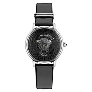 Versace Medusa Alchemy 38mm Black Leather Swiss Made Quartz Watch VE6F00123